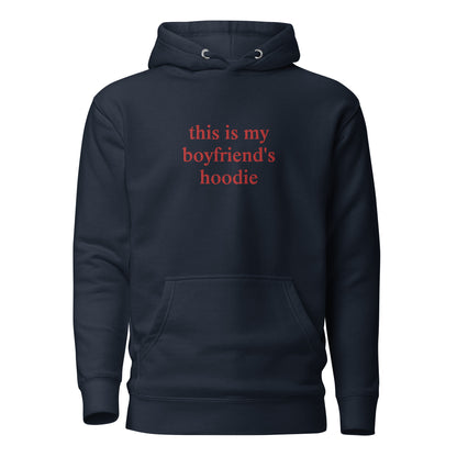 this is my boyfriend's hoodie - red stitch